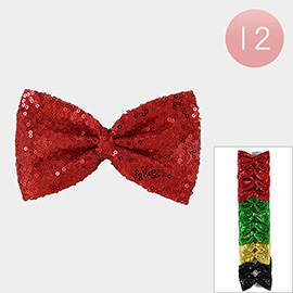 12PCS - Sequin Christmas Bow Alligator Hair Clips