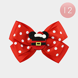 12PCS - Mouse Pointed Polka Dot Christmas Bow Alligator Hair Clips