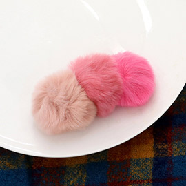 Faux Fur Triple Pom Pom Barrette