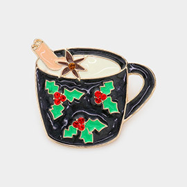 Enamel Christmas Cinnamon Latte Pin Brooch