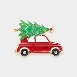 Enamel Christmas Tree Car Pin Brooch