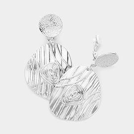 Swirl Detailed Abstract Metal Dangle Clip on Earrings