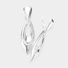Open Metal Marquise Dangle Clip on Earrings