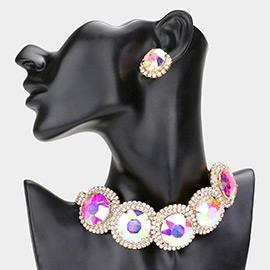 Round Stone Accented Choker Evening Necklace