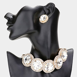 Round Stone Accented Choker Evening Necklace
