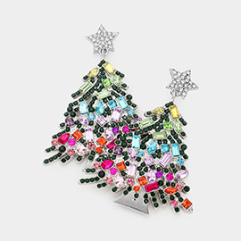 Star Christmas Tree Link Dangle Earrings