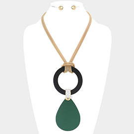 Resin Open Circle Teadrop Link Necklace