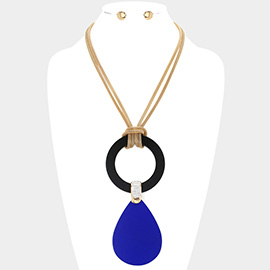 Resin Open Circle Teadrop Link Necklace