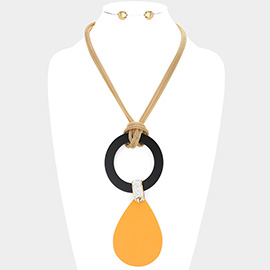 Resin Open Circle Teadrop Link Necklace