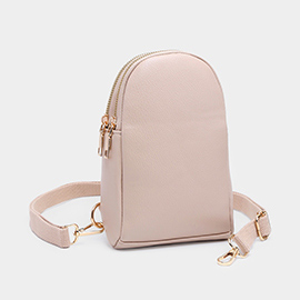 Solid Faux Leather Sling Bag