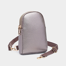 Solid Faux Leather Sling Bag