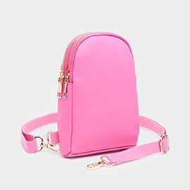 Solid Faux Leather Sling Bag
