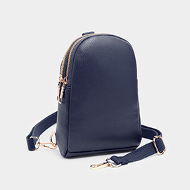 Solid Faux Leather Sling Bag