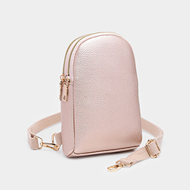 Solid Faux Leather Sling Bag