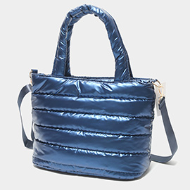 Quilted Solid Puffer Tote / Crossbody Bag