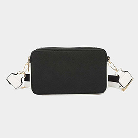Game Day Two Tone Faux Leather Rectangle Crossbody Bag