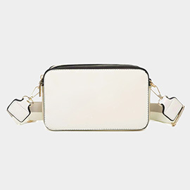 Game Day Two Tone Faux Leather Rectangle Crossbody Bag