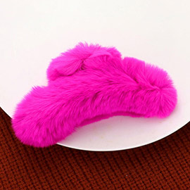 Solid Faux Fur Hair Claw Clip