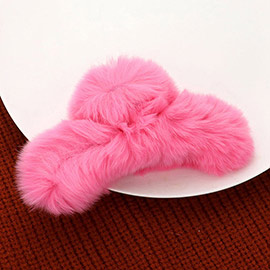 Solid Faux Fur Hair Claw Clip
