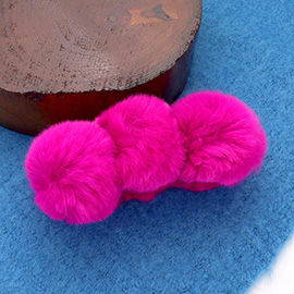 Faux Fur Triple Pom Pom Hair Claw Clip