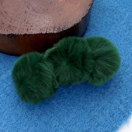 Faux Fur Triple Pom Pom Hair Claw Clip
