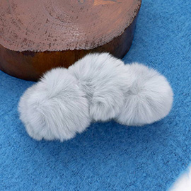 Faux Fur Triple Pom Pom Hair Claw Clip