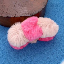 Faux Fur Triple Pom Pom Hair Claw Clip