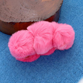 Faux Fur Triple Pom Pom Hair Claw Clip