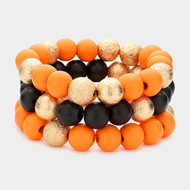 3PCS - Frosted Metal Ball Halloween Beaded Stretch Bracelets