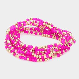 8PCS - Metal Ball Faceted Beaded Stretch Bracelets