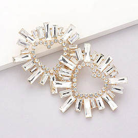 Stone Cluster Heart Evening Earrings