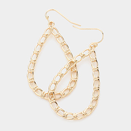 Metal Chain Link Open Teardrop Dangle Earrings