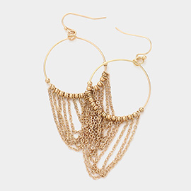 Open Metal Circle Drapped Chain Link Dangle Earrings