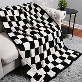 Reversible Checkerboard Patterned Throw Blanket