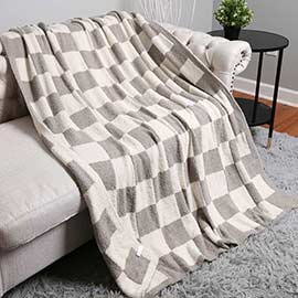 Reversible Checkerboard Patterned Throw Blanket