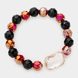 Lucite Accented Faceted Beaded Stretch Bracelet