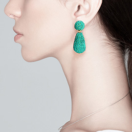 Rhinestone Teardrop Dangle Evening Earrings