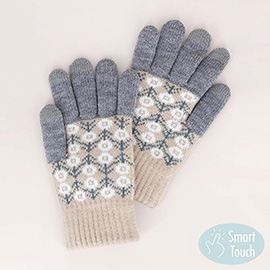 Aztec Patterned Knit Touch Smart Gloves