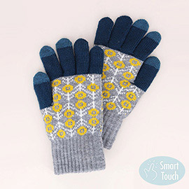 Aztec Patterned Knit Touch Smart Gloves