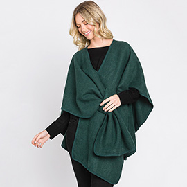 Solid Pull Through Interlock Wrap Poncho