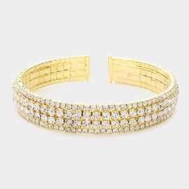 Rhinestone Pave Cuff Evening Bracelet