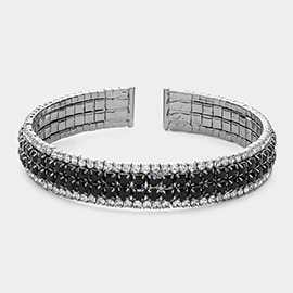 Rhinestone Pave Cuff Evening Bracelet