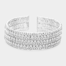 Rhinestone Pave Cuff Evening Bracelet