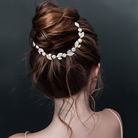 Floral Marquise Stone Accented Bun Wrap Headpiece