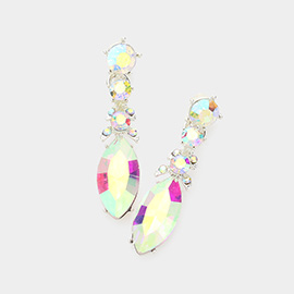 Marquise Stone Accented Dangle Evening Earrings