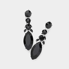 Marquise Stone Accented Dangle Evening Earrings