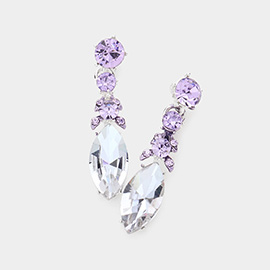 Marquise Stone Accented Dangle Evening Earrings