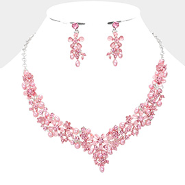 Pearl Flower Leaf Evening Necklace