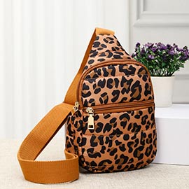 Leopard Patterned Puffer Mini Sling Bag
