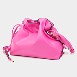 Solid Faux Leather Bucket Bag